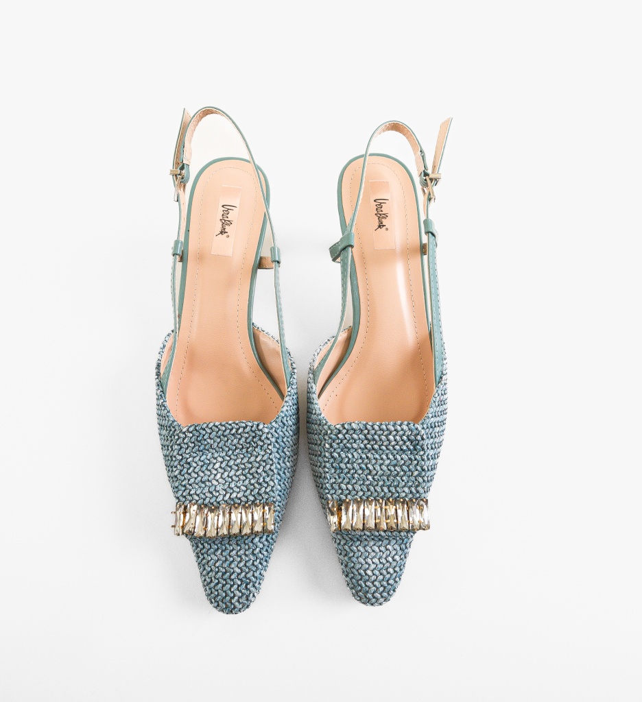 Pantofi Brooks Albastri Eleganți cu Toc - imagine 5