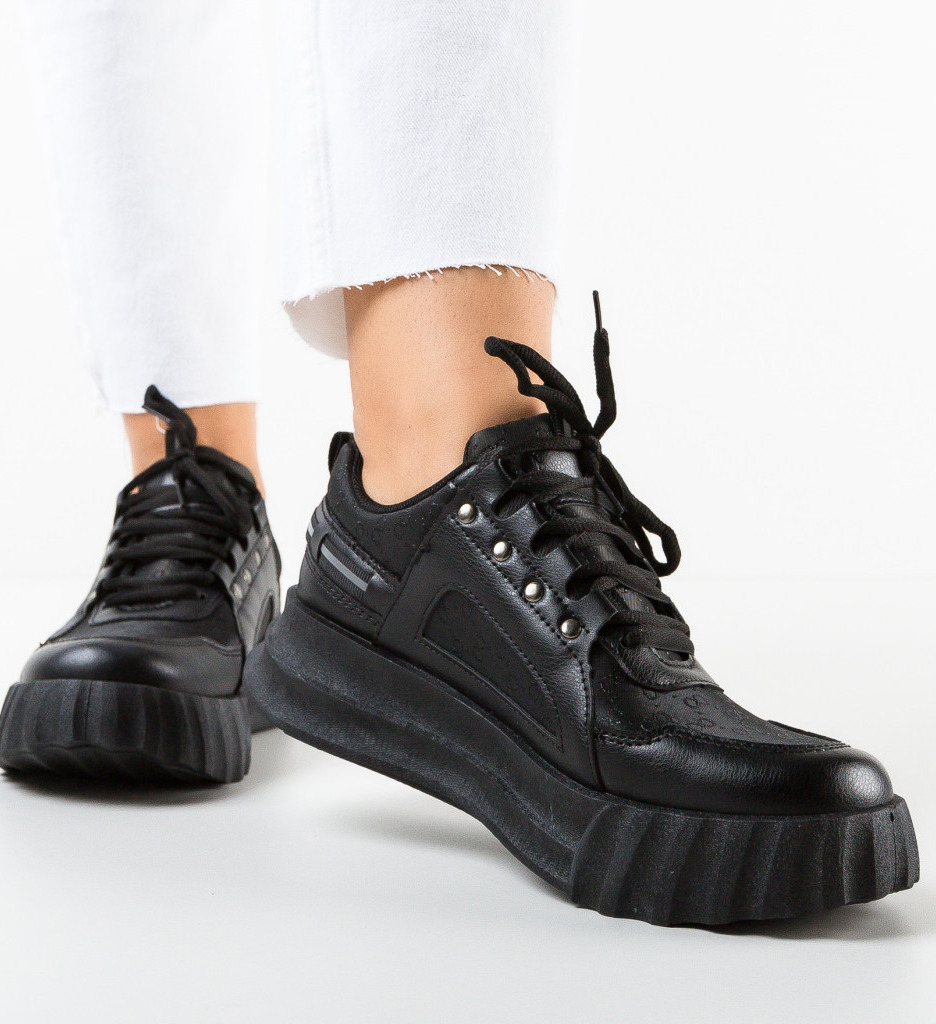 Sneakers Dama Aditya Negru - Confort si Stil - imagine 2