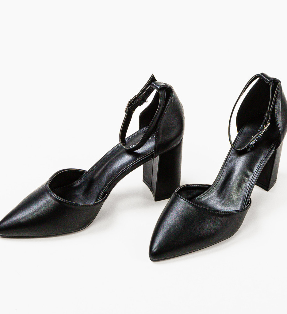 Pantofi Ortzi Negri Eleganți cu Toc - imagine 5