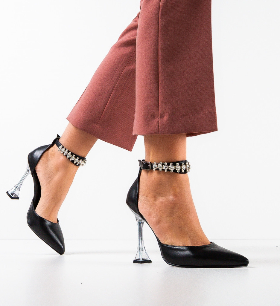 Pantofi Mydek Negri cu Toc Eleganți - imagine 3
