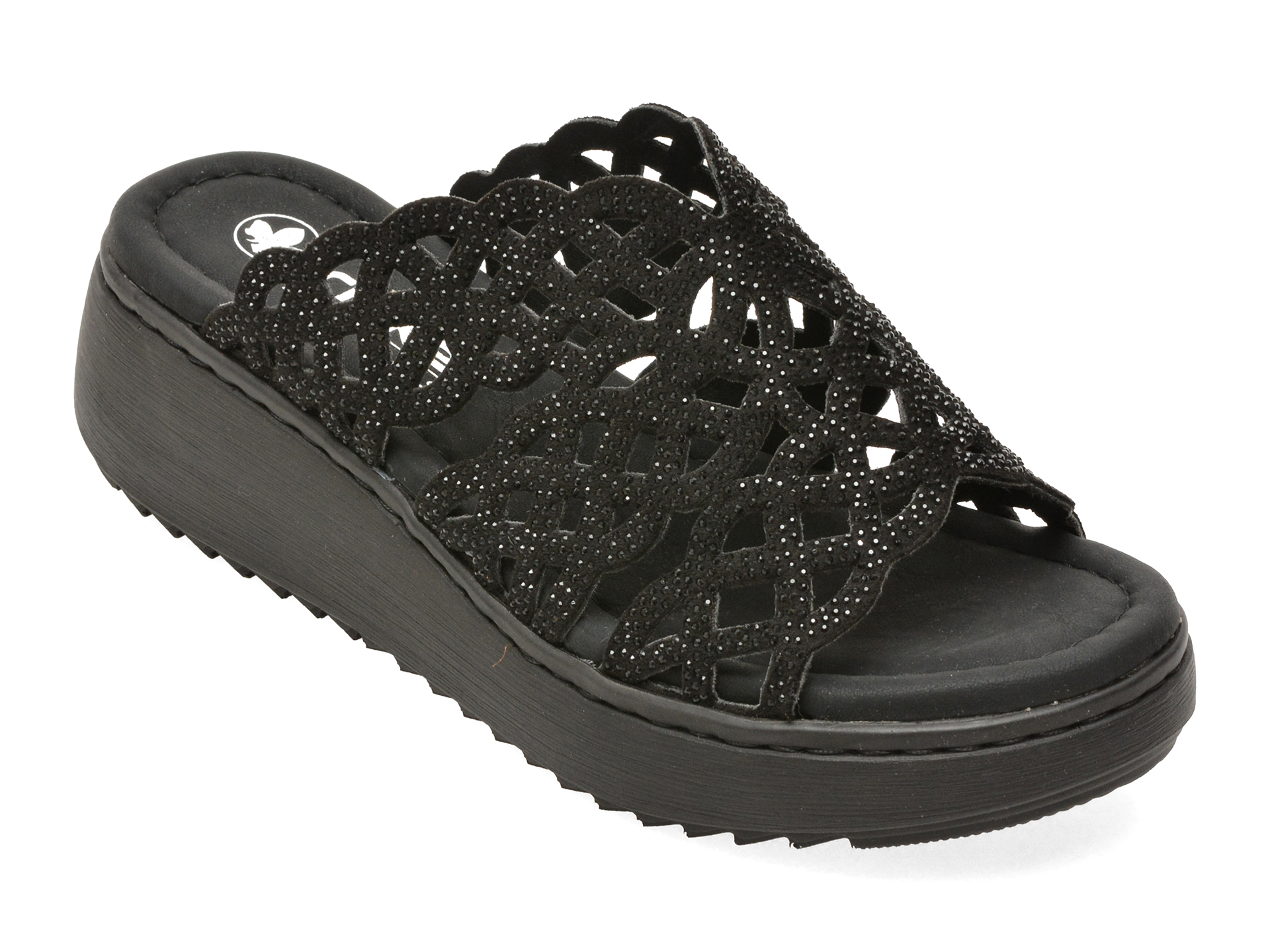 Papuci Rieker V1789 Negri Confortabili