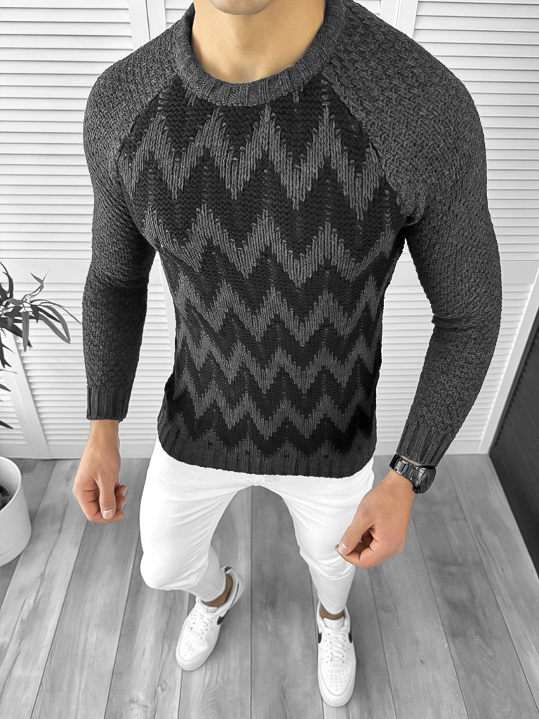 Pulover Barbati Slim Fit Gri Elegant | deHaine