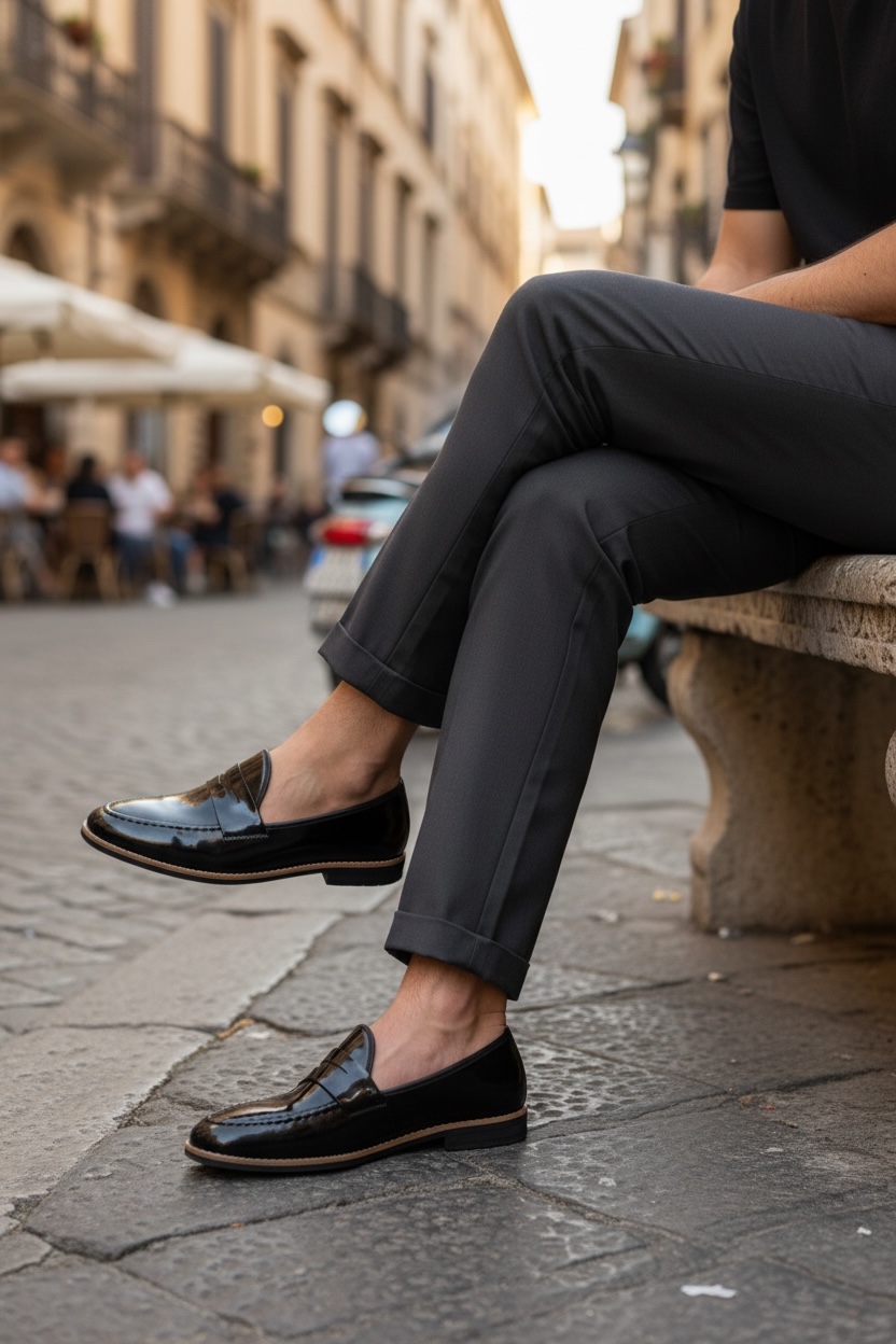 Mocasini Barbati Negri Piele Eco Comozi - imagine 2