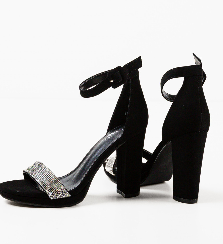 Sandale Tloy Negre cu Toc Elegant - imagine 7
