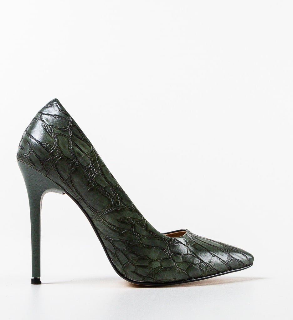 Pantofi Kring Verzi cu Toc Eleganți - imagine 4