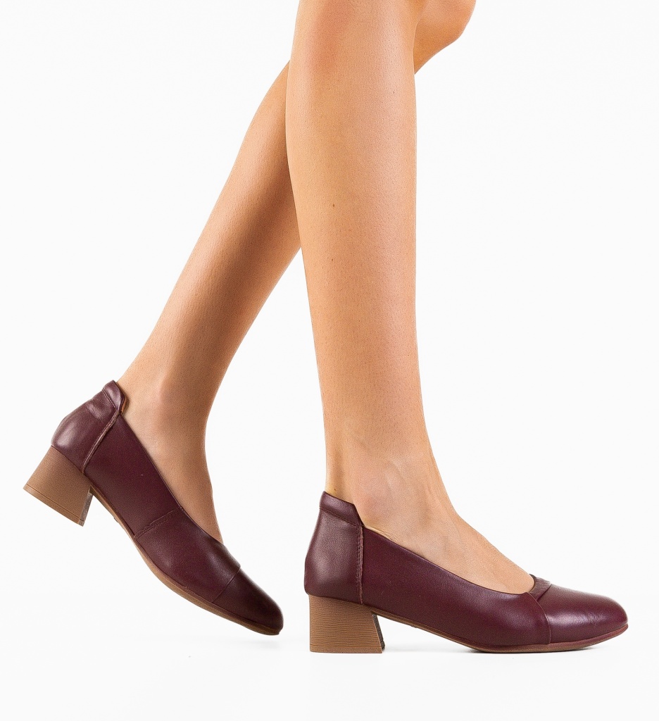 Pantofi Toc Grena Eleganți Dama - imagine 3