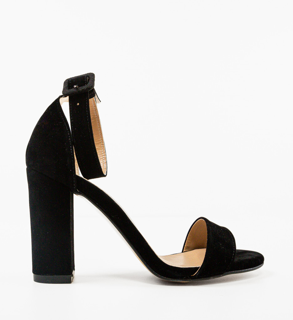 Sandale Hustony Negre cu Toc Elegant - imagine 4