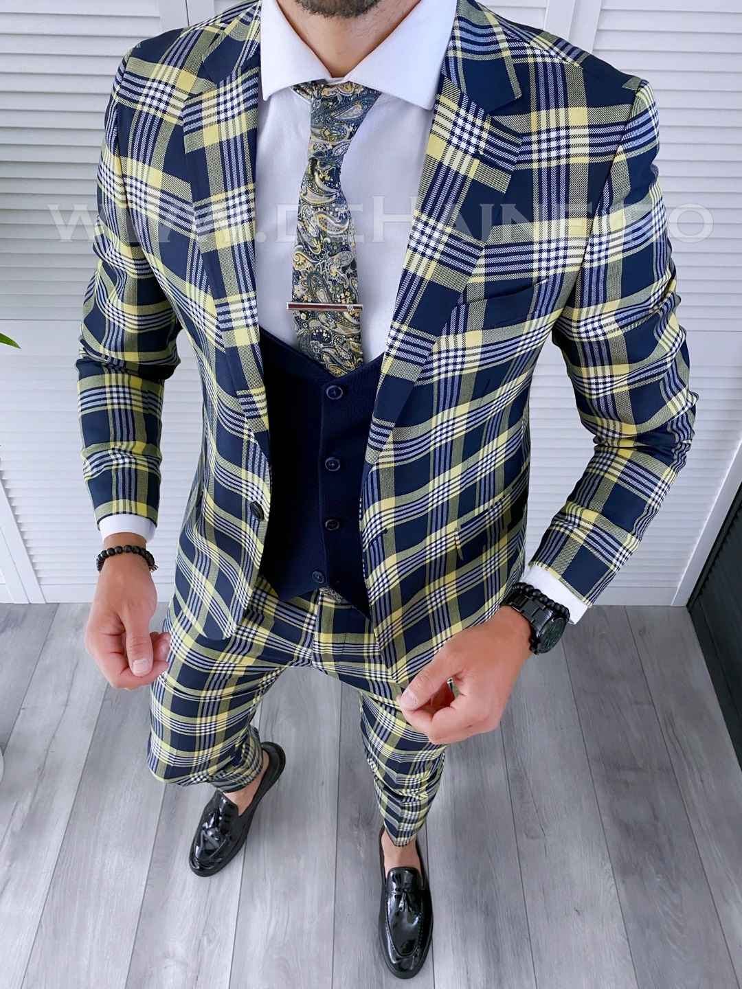 Costum Barbati Slim Fit cu Vesta - Elegant