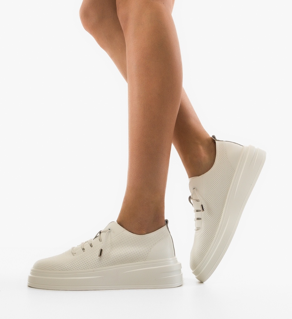 Sneakers Dama Myele Albi - Confort și Stil Urban - imagine 3