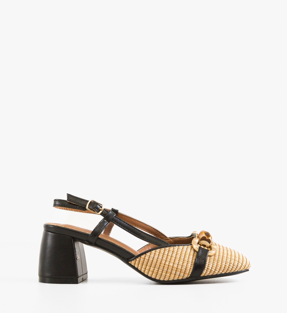 Pantofi Mohsin Negri Eleganți cu Toc - imagine 6