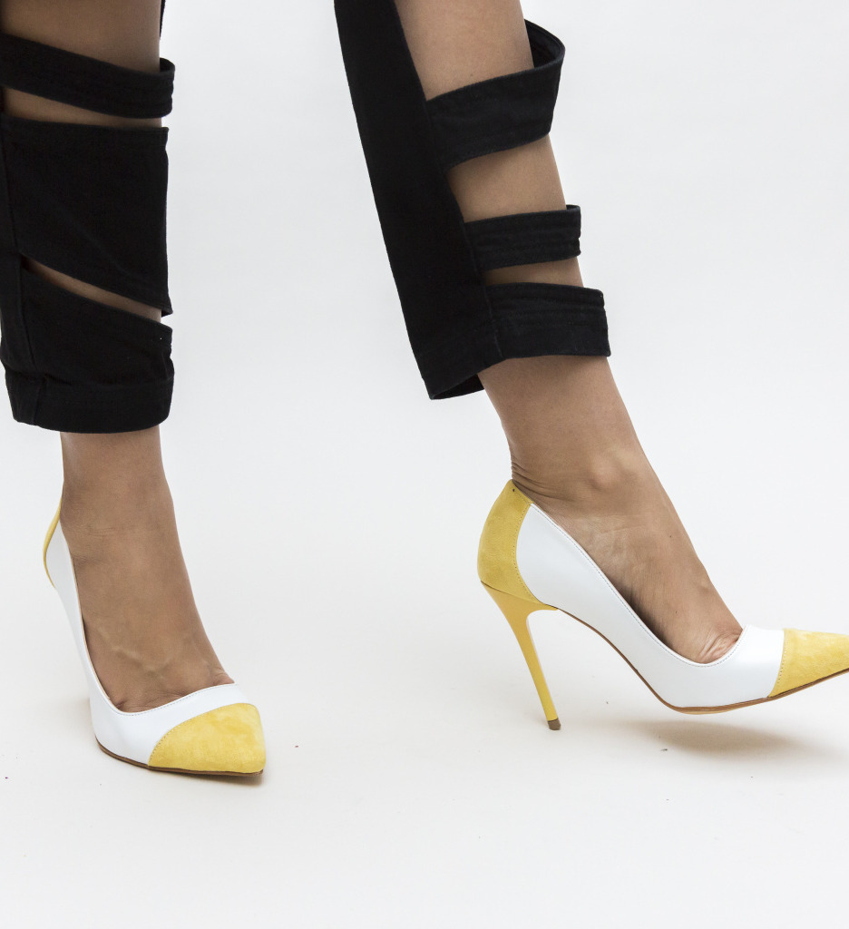Pantofi Masume Albi cu Toc Eleganți - imagine 2