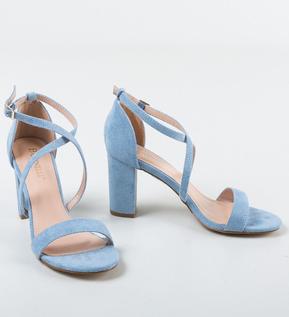 Sandale Tranta Albastre Elegante cu Toc - imagine 6