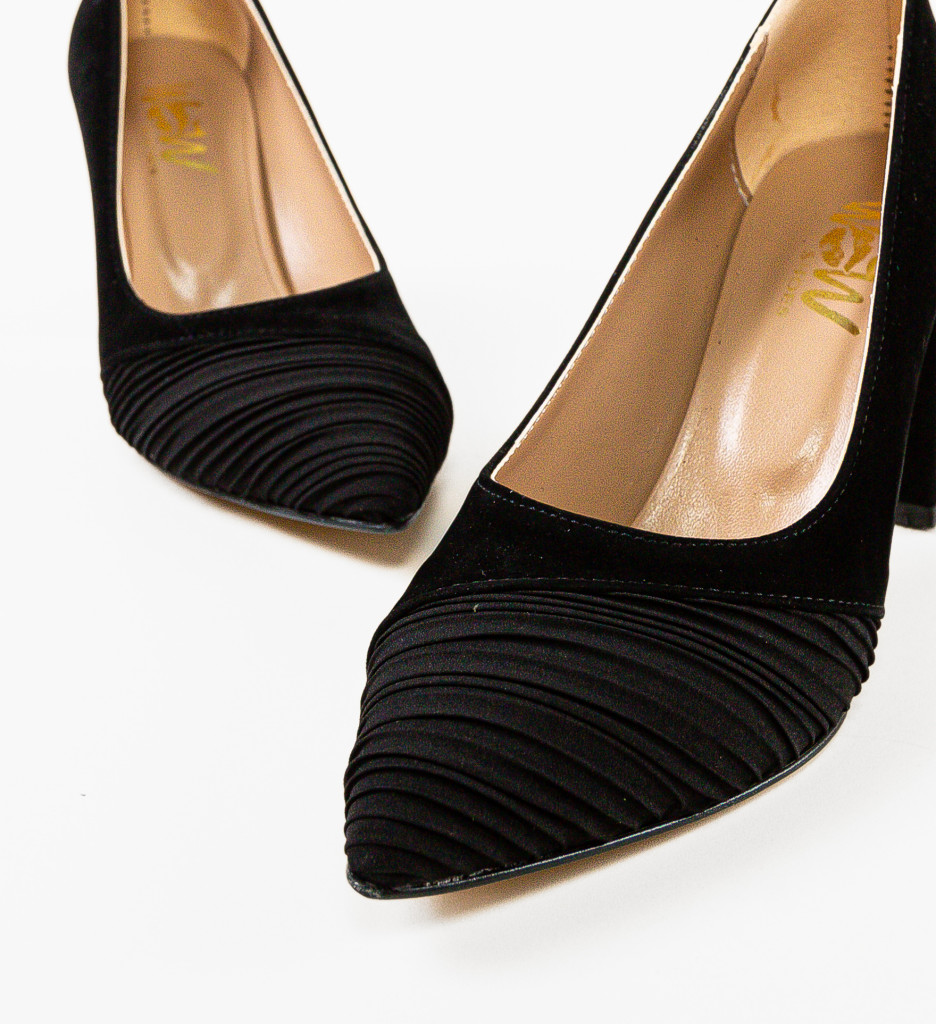 Pantofi Damande Negri cu Toc Eleganți - imagine 6