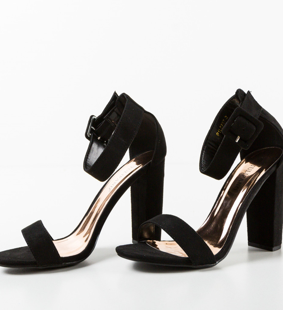 Sandale Hough Negre cu Toc Elegante - imagine 5