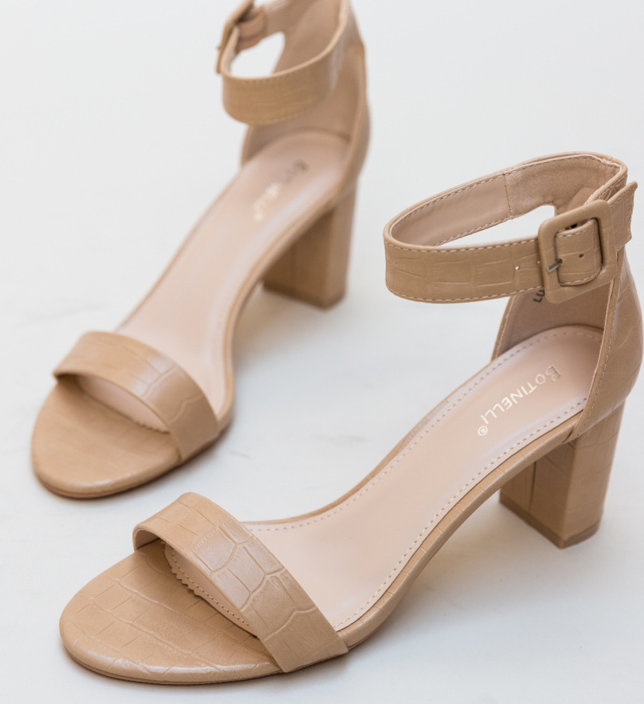 Sandale Shani Bej Elegante cu Toc - imagine 5