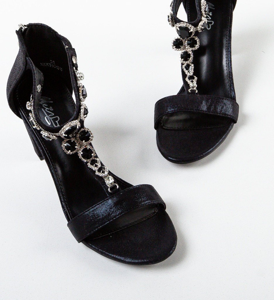 Sandale cu toc Sago Negre | Eleganță și Stil - imagine 6