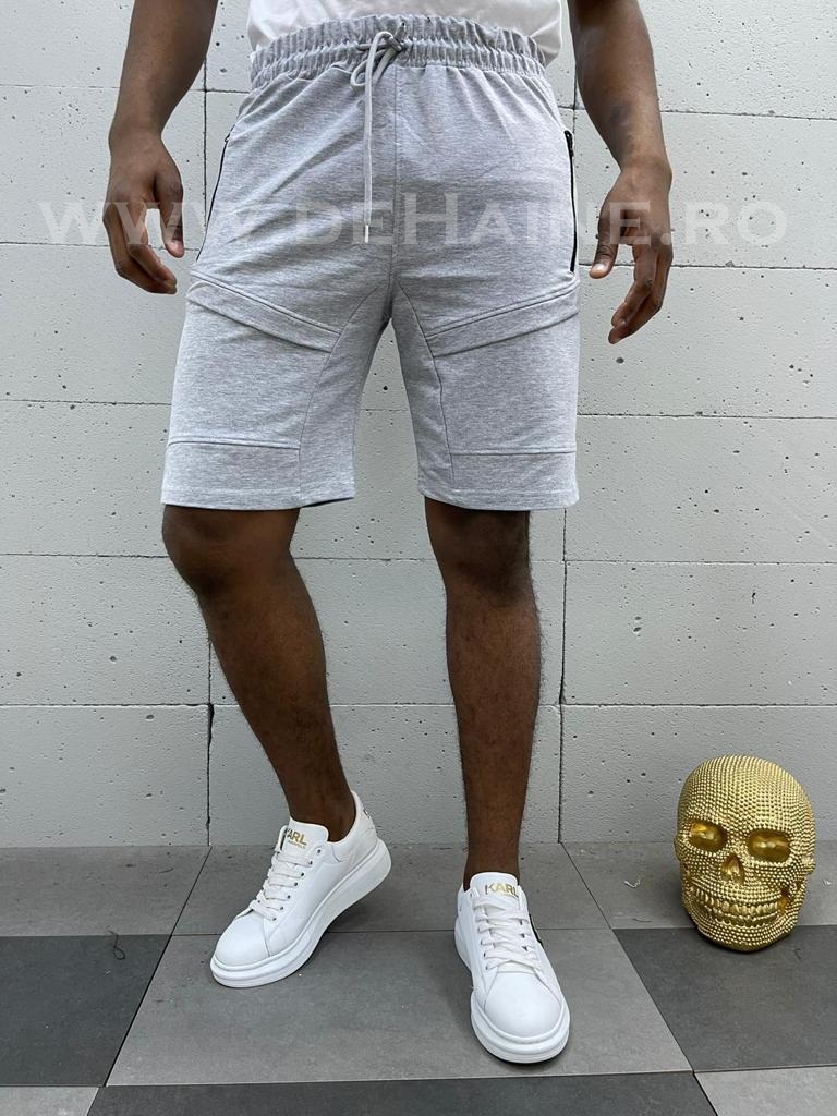 Pantaloni Scurti Trening Gri Bumbac/Poliester