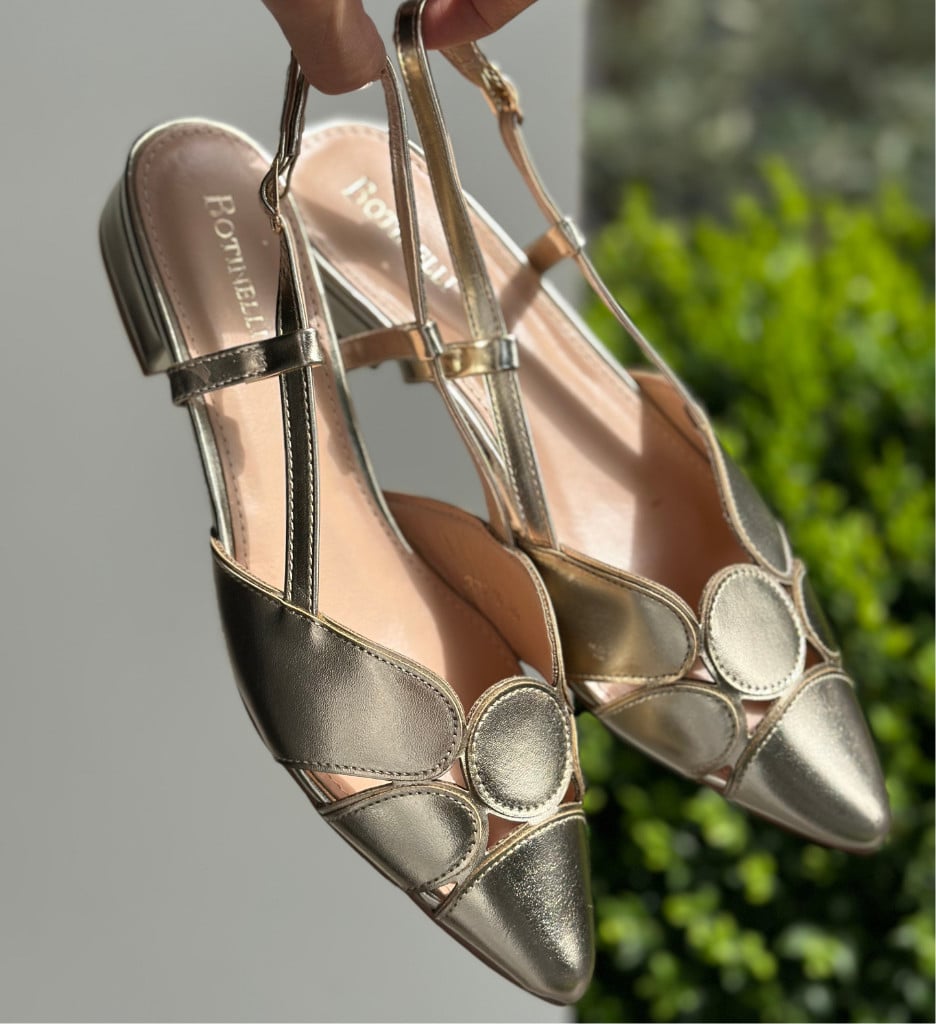 Pantofi Dama Xquenda Aurii cu Toc Eleganti