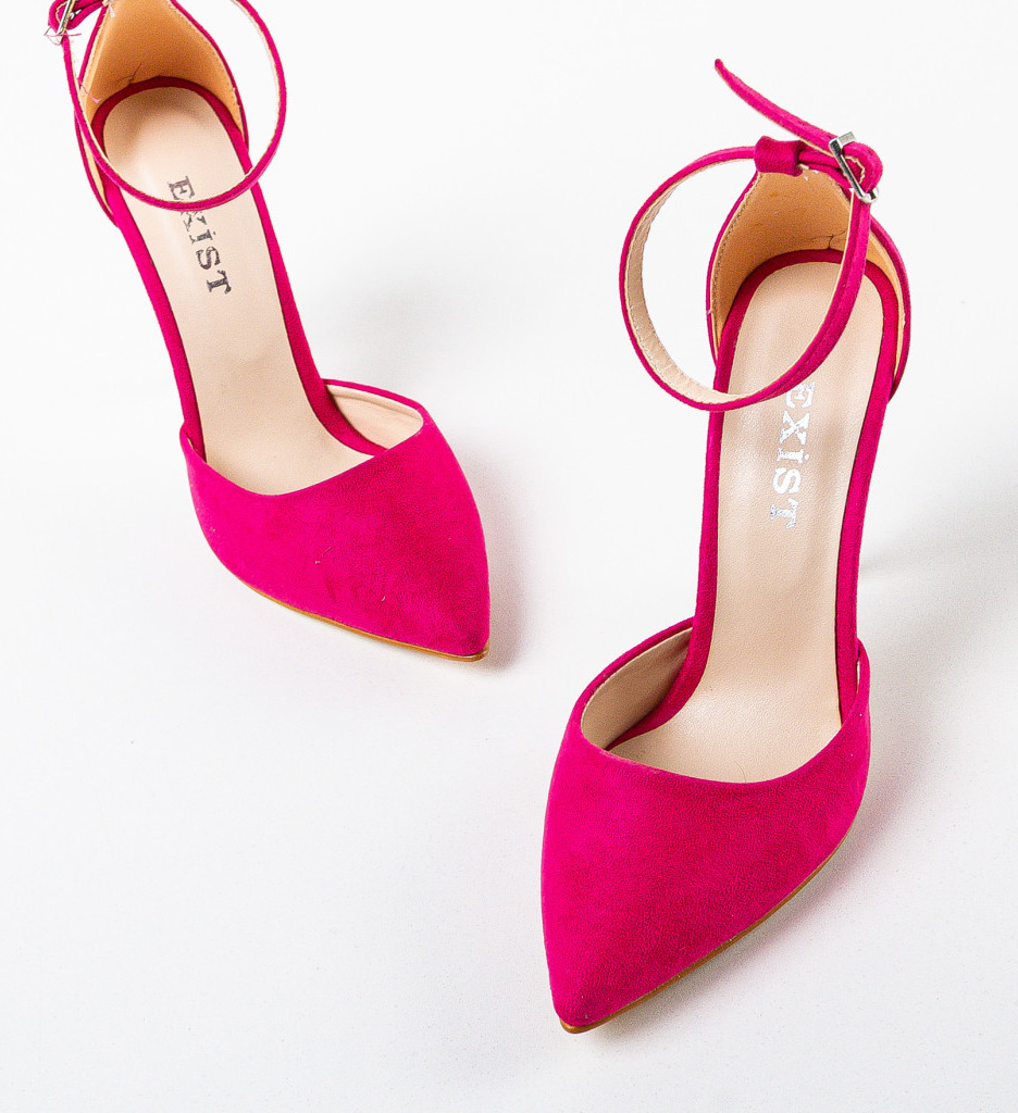 Pantofi Dama Fajana Fuchsia cu Toc Eleganți - imagine 7