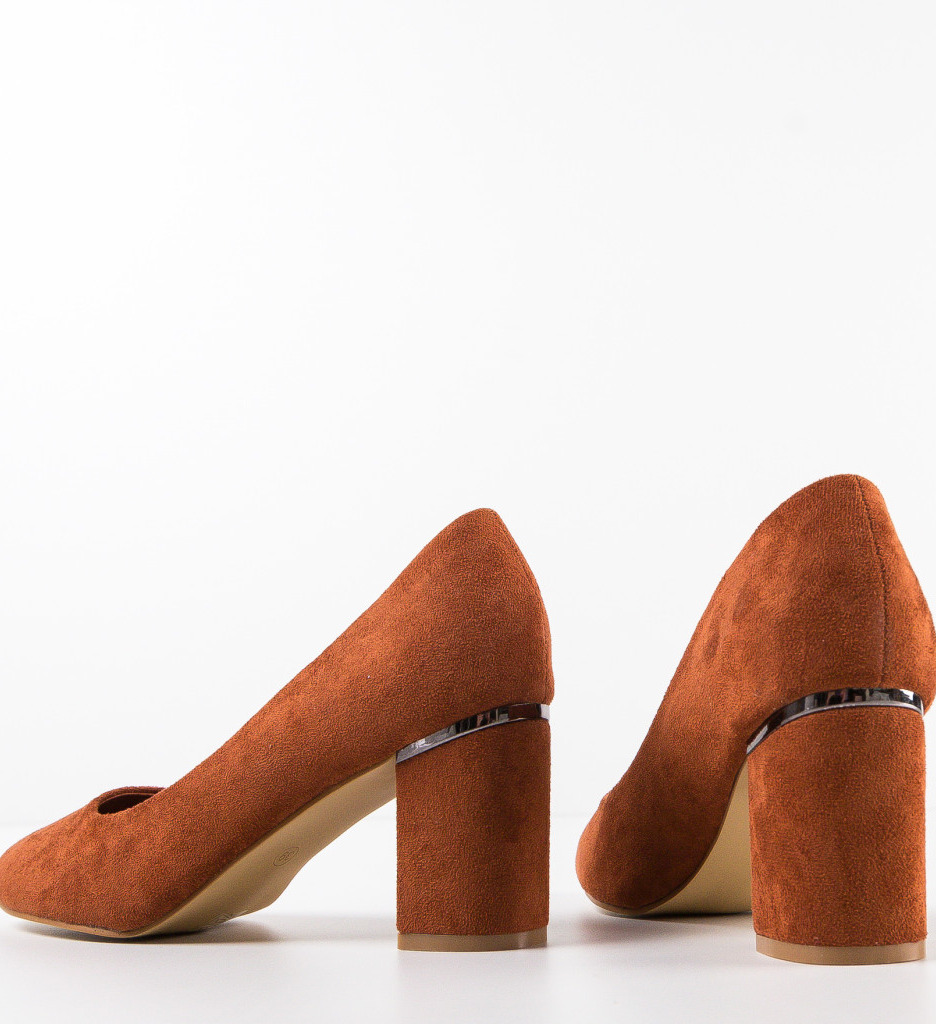 Pantofi dama Kyla Camel cu toc elegant - imagine 5