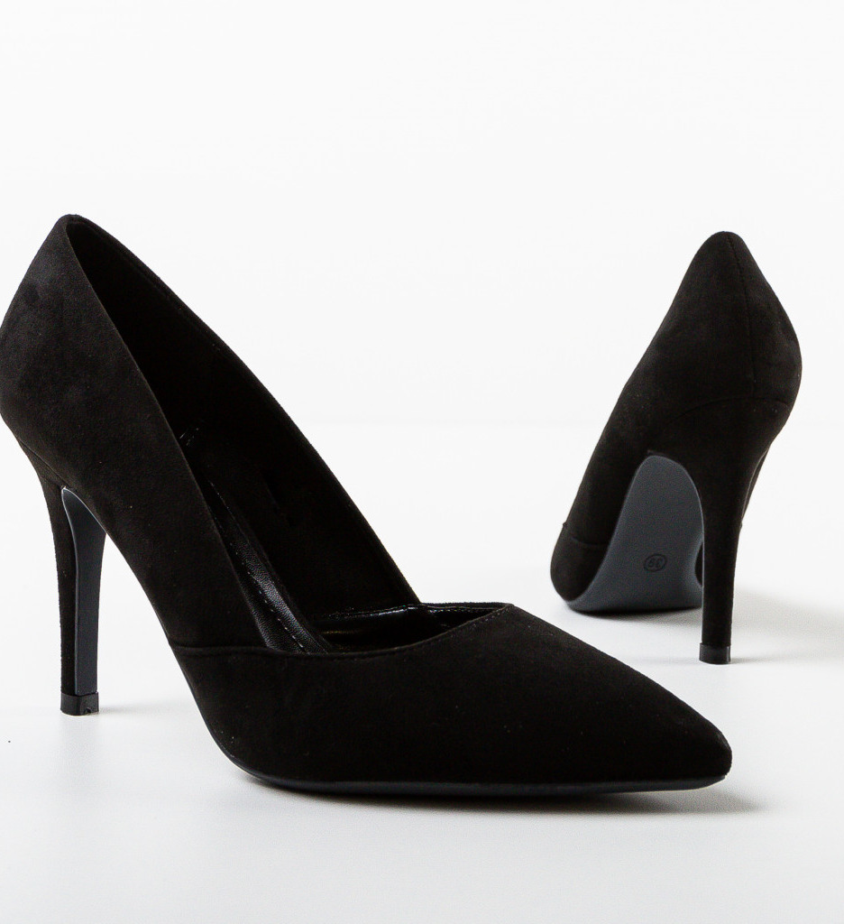 Pantofi Dama Araj Negri cu Toc Elegant - imagine 6