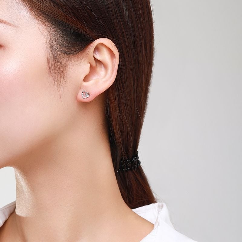 Cercei Argint Inimă Delis | Eleganță și Siguranță - imagine 2