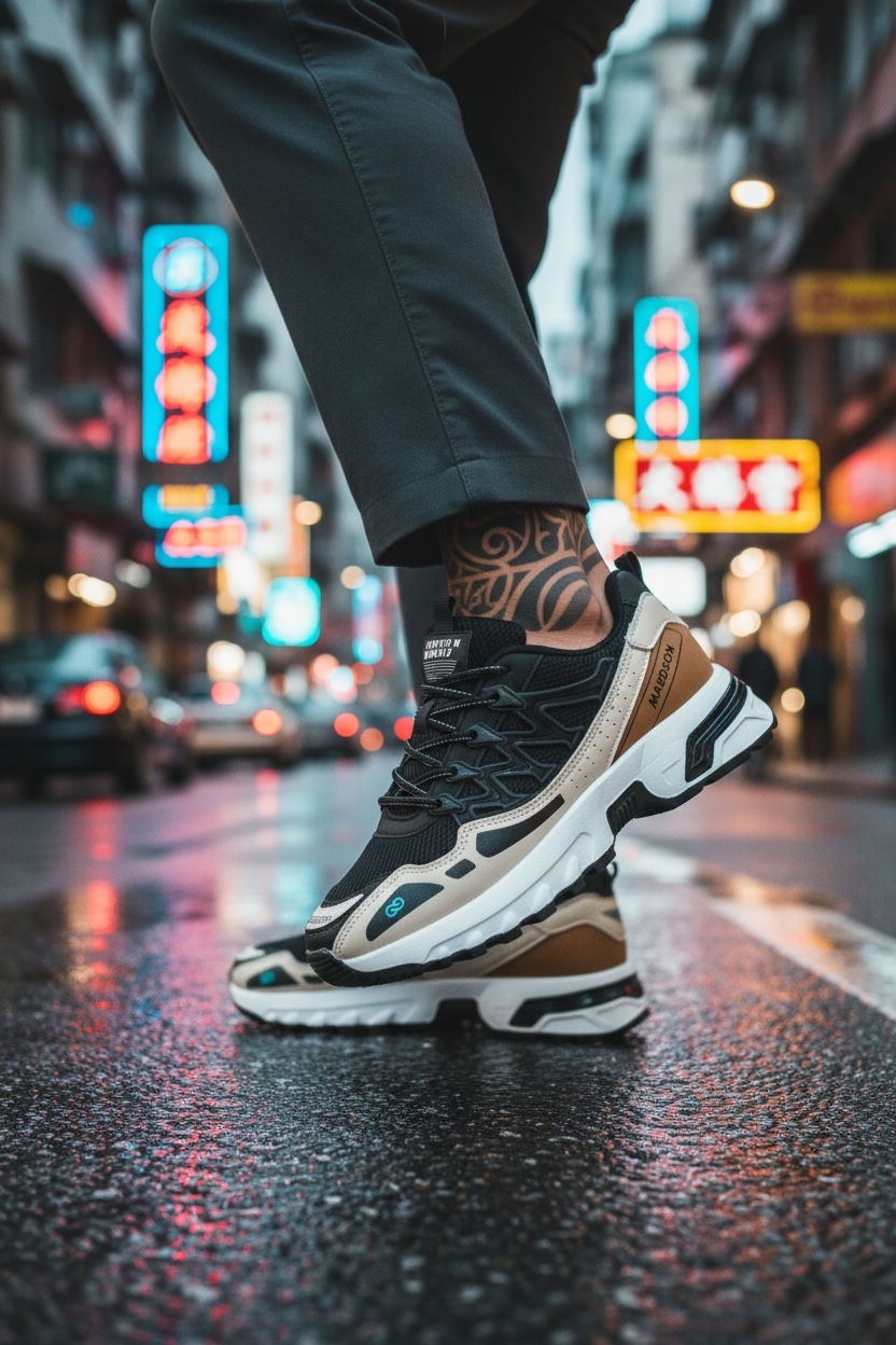 Adidasi barbati casual negri confortabili - imagine 2