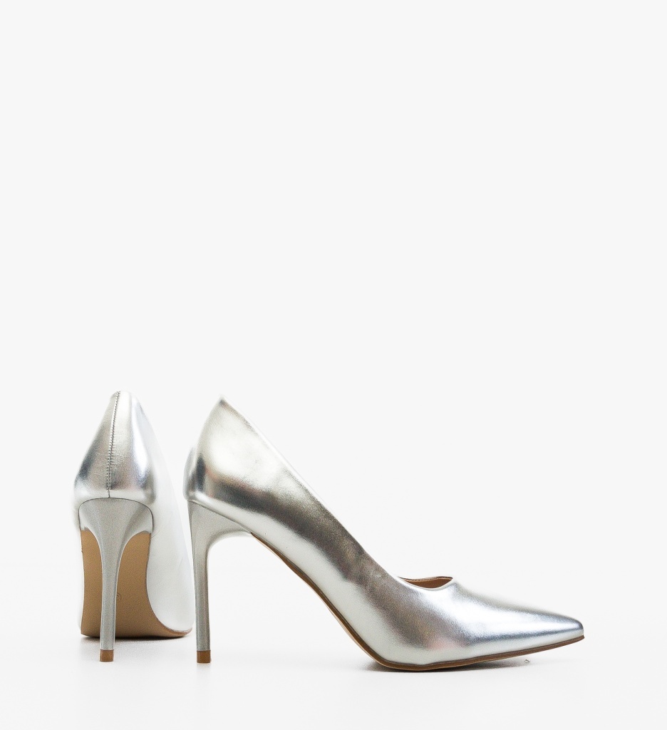 Pantofi Stiletto Neybar Argintii Eleganți - imagine 5
