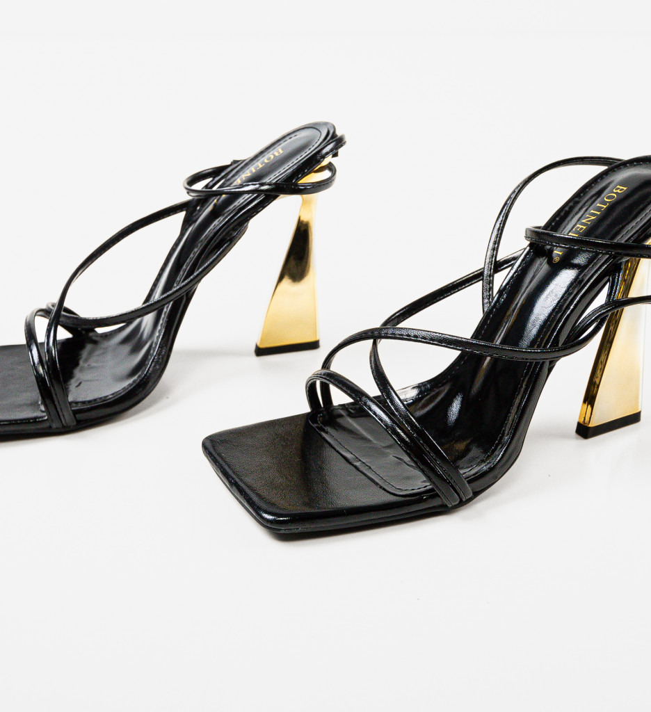 Sandale Dama Lucsy Negre 2 cu Toc Elegant - imagine 3