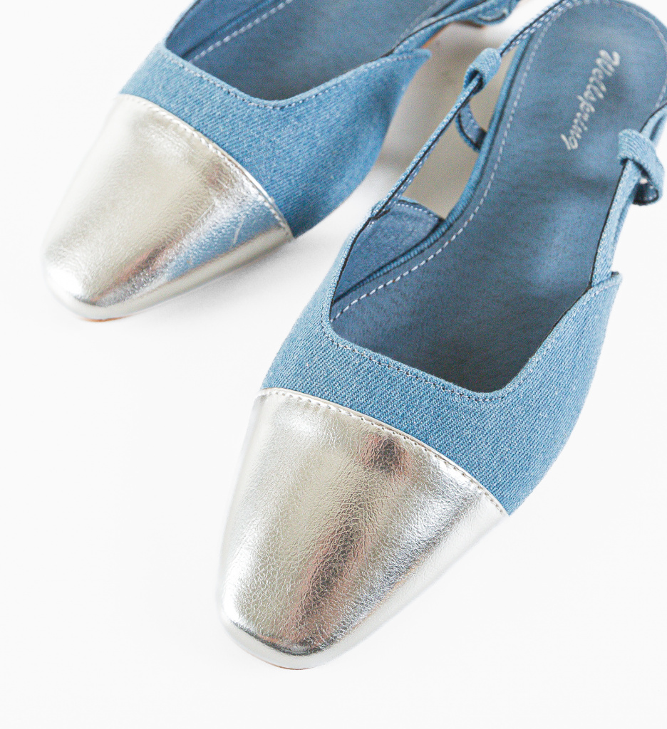 Pantofi Karuna Albastri Eleganți cu Toc - imagine 6