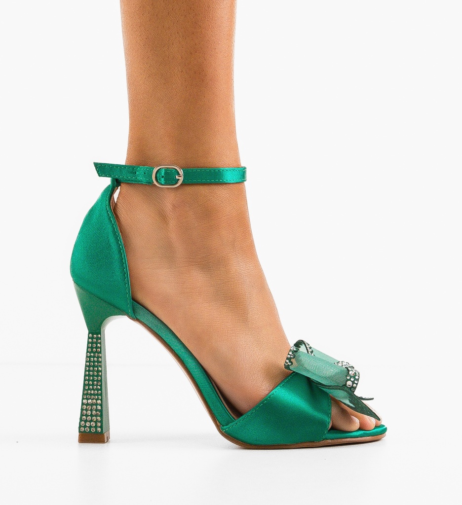 Sandale cu toc verzi elegante - Farme - imagine 6