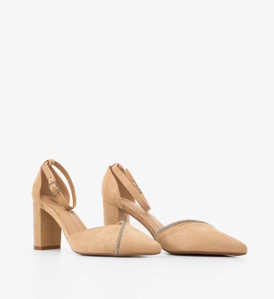 Pantofi Cemere Bej cu Toc Eleganți - imagine 4