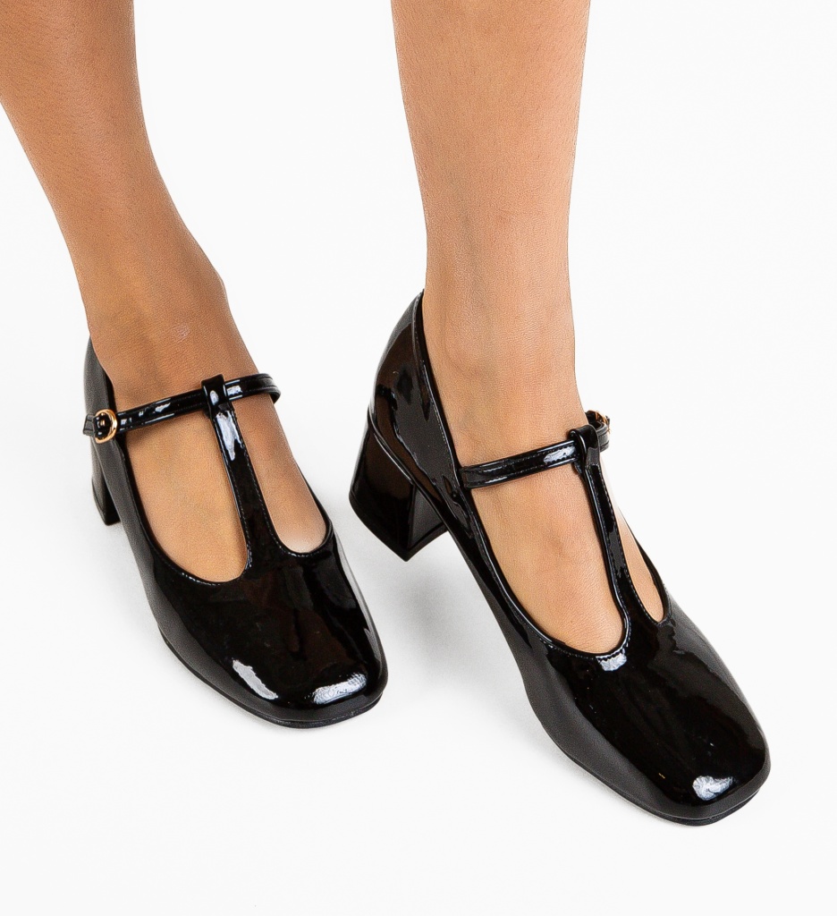 Pantofi Ketofa Negri Eleganți cu Toc