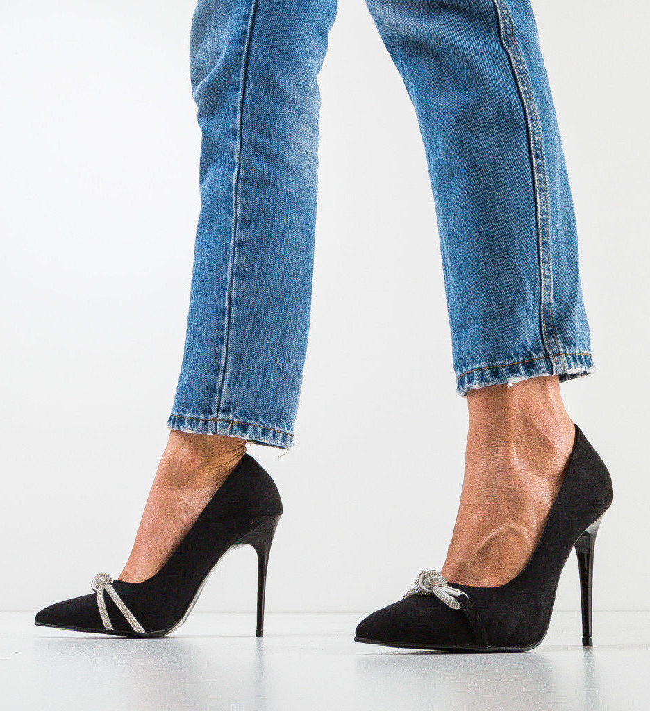 Pantofi cu Toc Airline Negri | Eleganță Asigurată - imagine 4