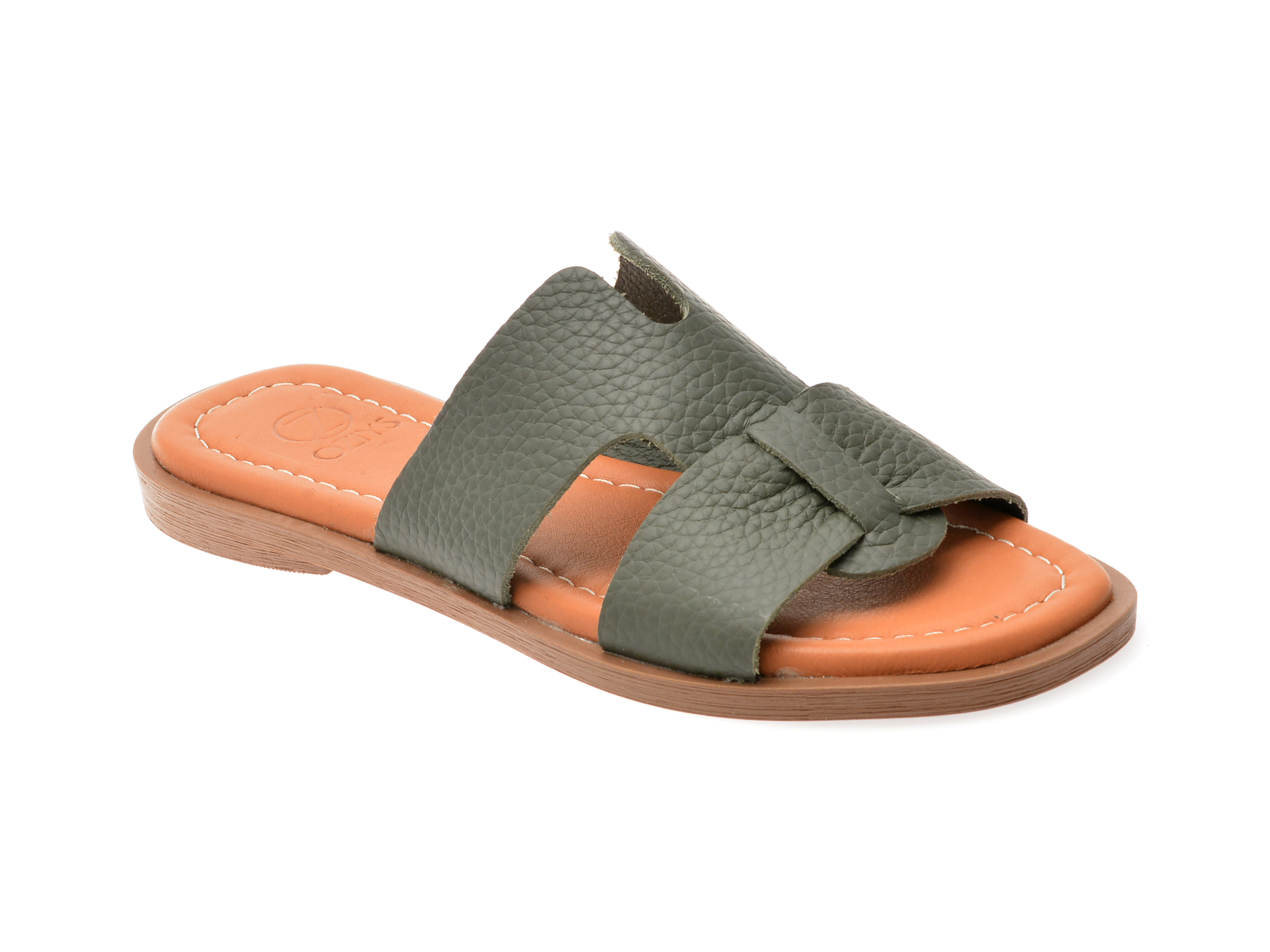 Papuci Oziys Kaki din Piele Naturală
