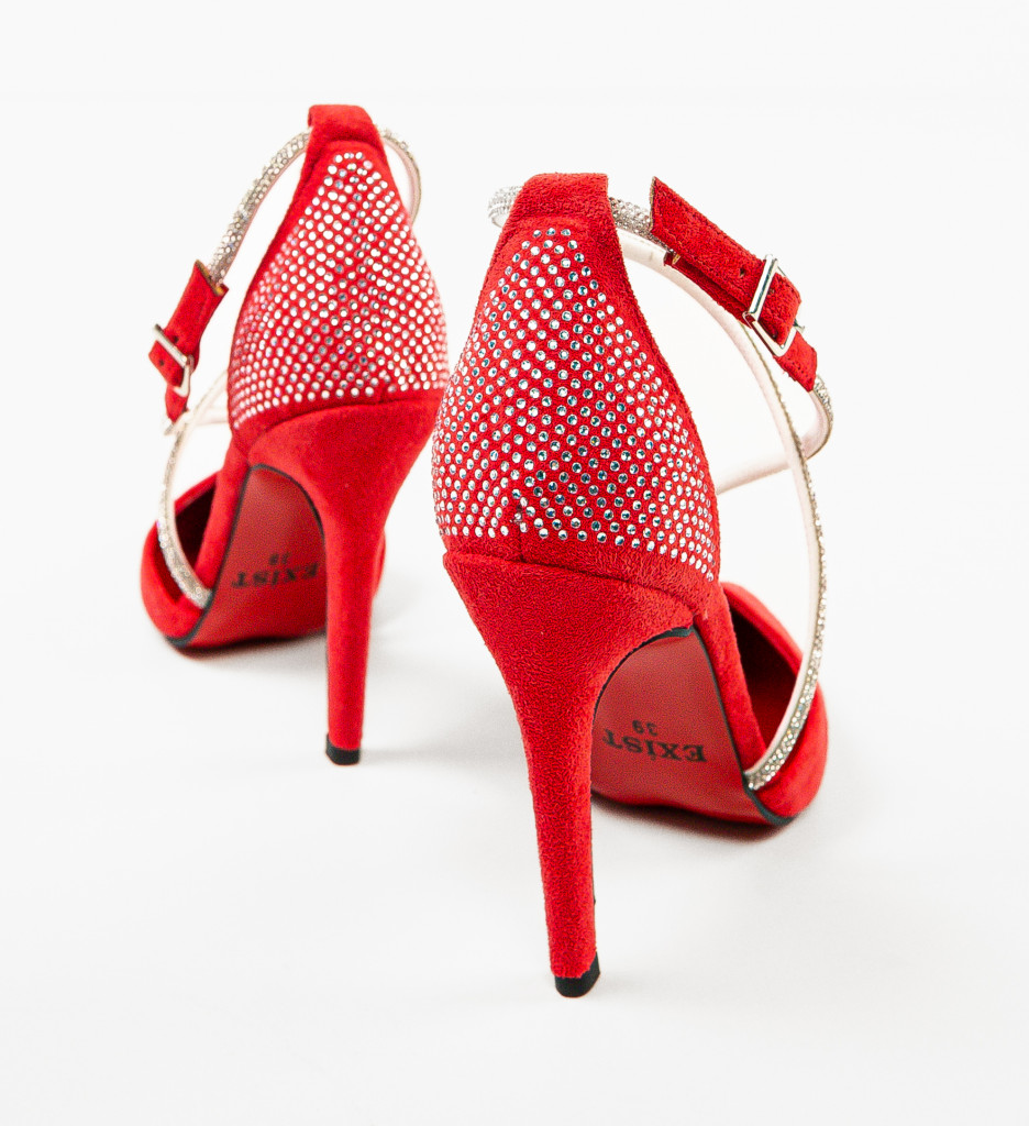 Pantofi dama Roccala rosii cu toc elegant - imagine 7