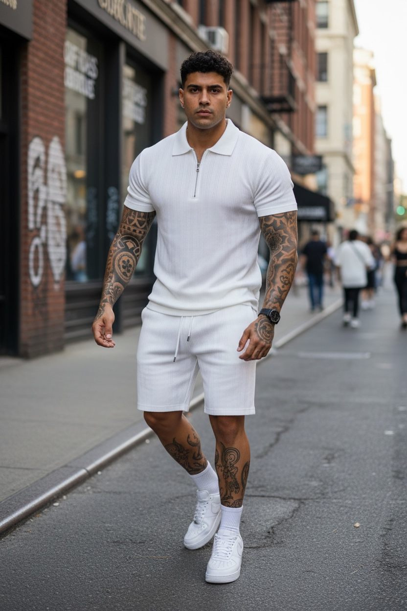 Compleu de vara tricou + pantaloni alb Y365A 79-5