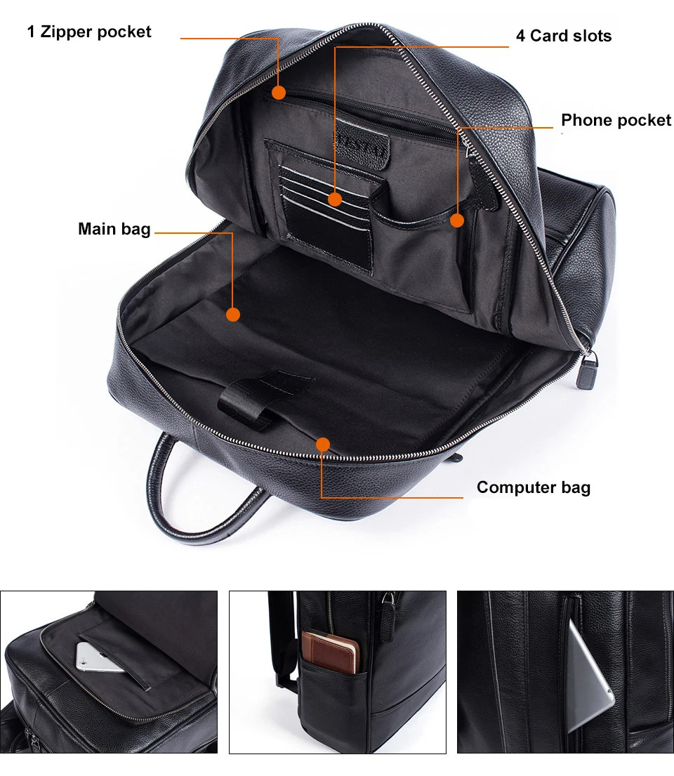 Rucsac Delis Blanchefleur GT2588 Piele Naturală Negru - imagine 3