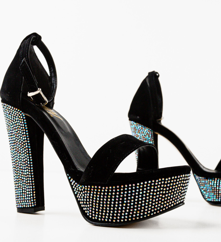Sandale Elegante cu Toc Negre Muher - imagine 7