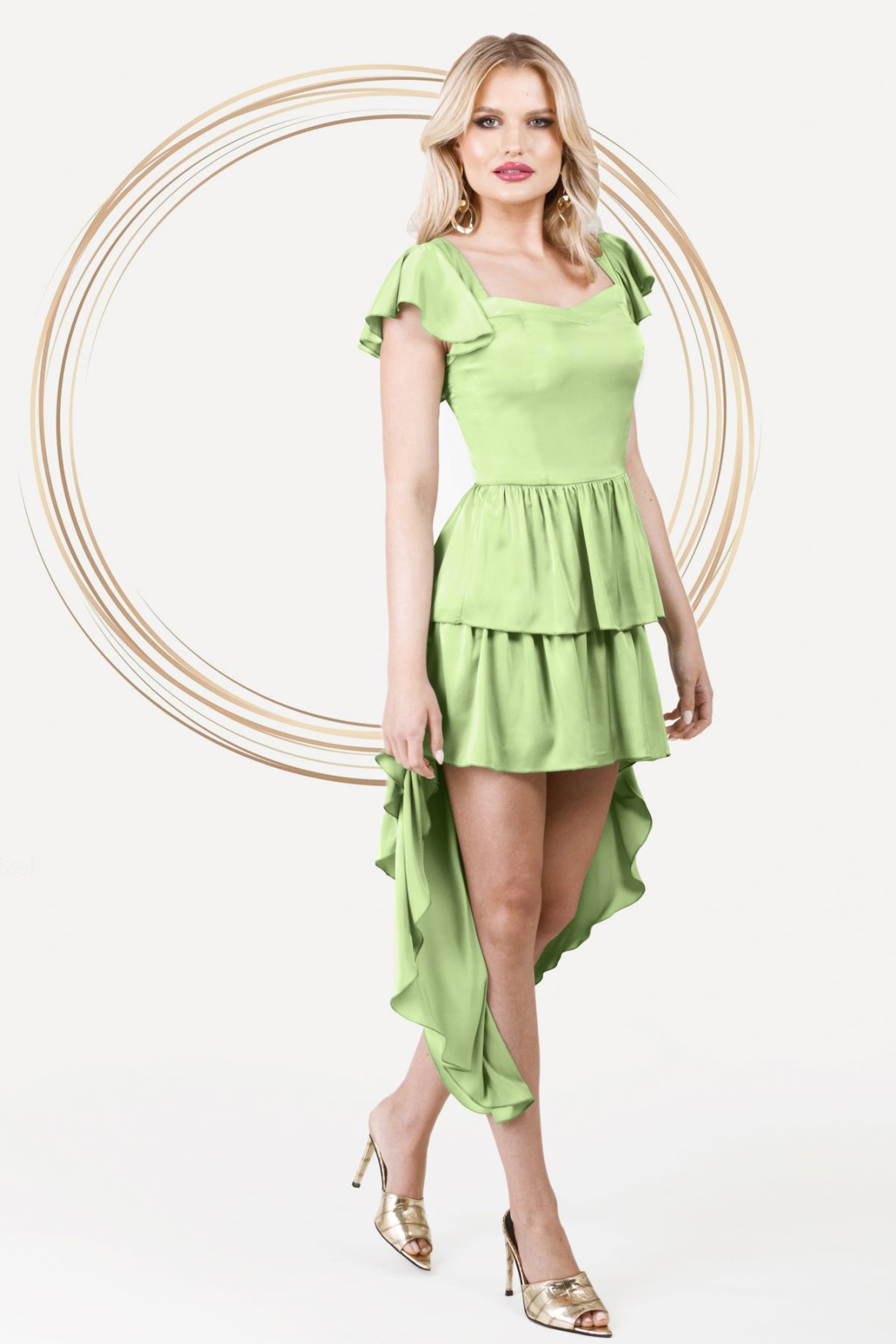 Rochie Pretty Girl Verde | Stil Asimetric Unic
