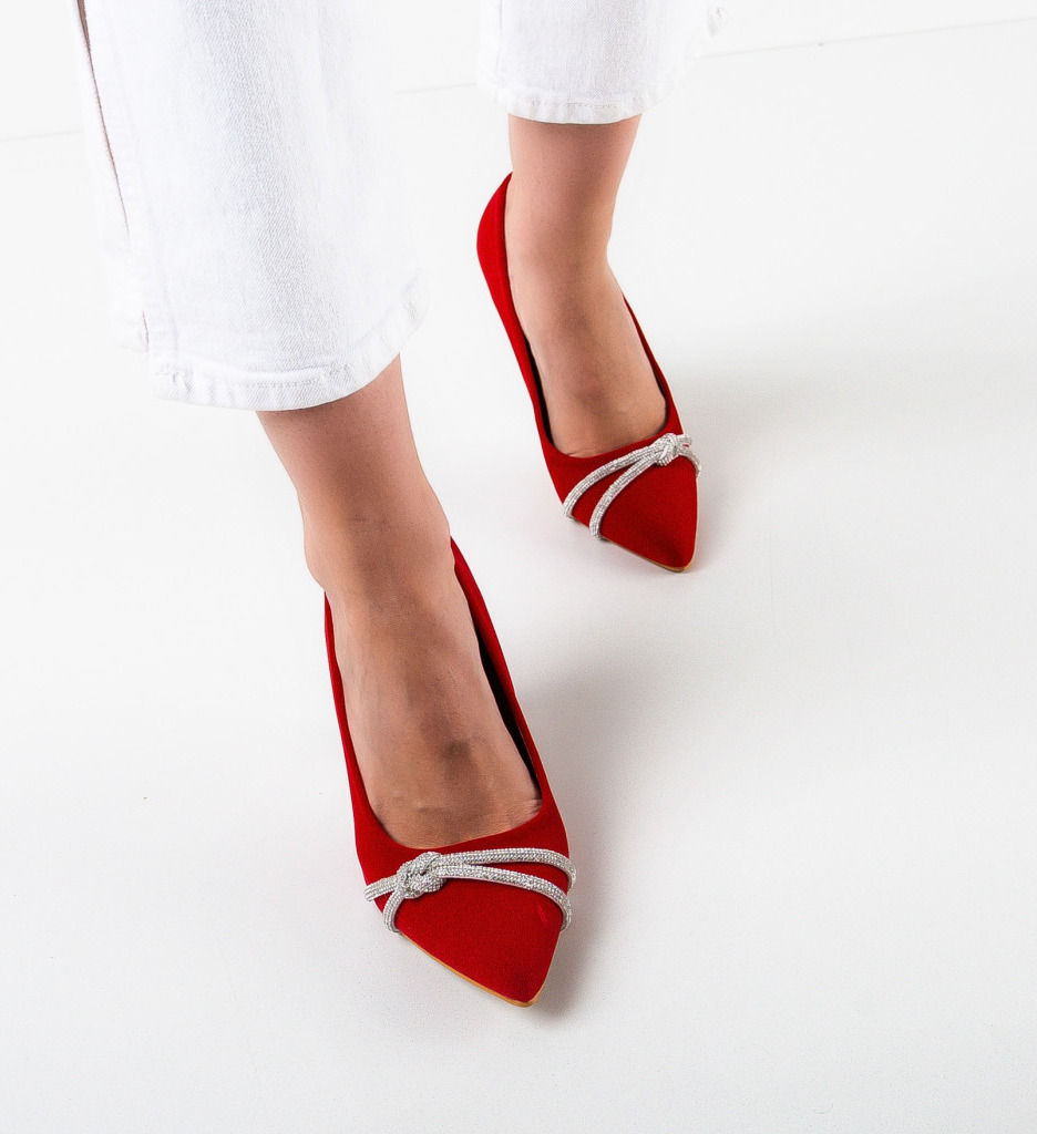 Pantofi Dama Rosii cu Toc Eleganți - imagine 4