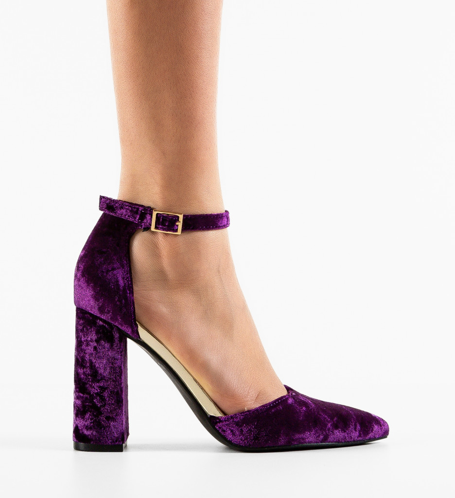 Pantofi dama Ioan Mov cu toc elegant - imagine 5