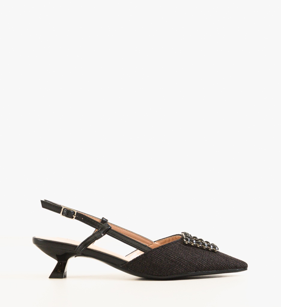 Pantofi Negri Dama Eleganți cu Toc - imagine 8