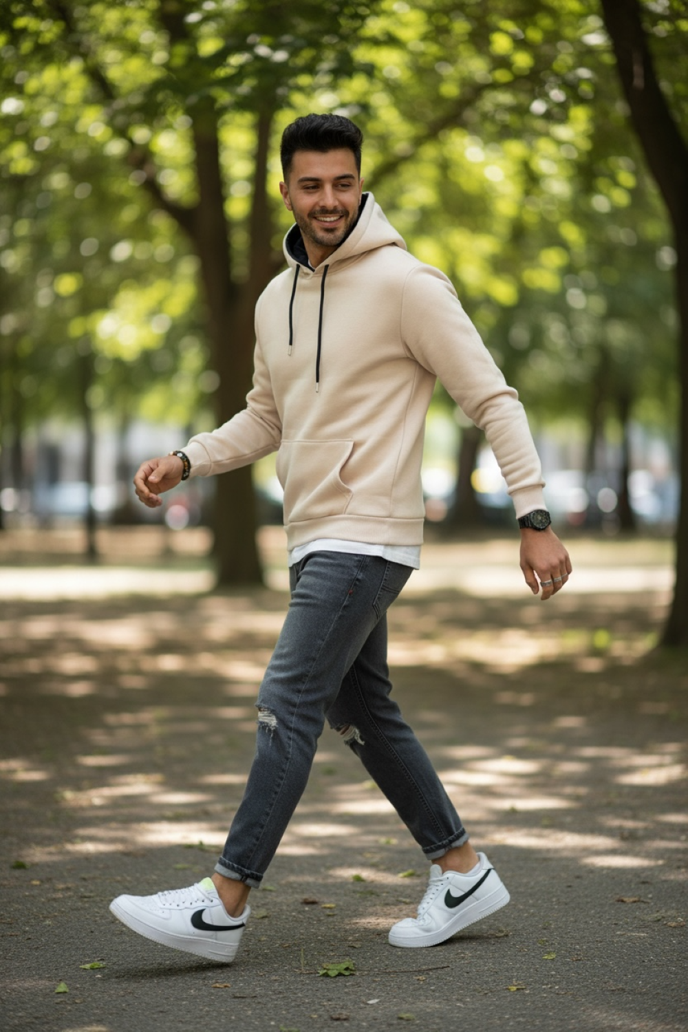 Hanorac Barbati Slim Fit Crem - Design Modern