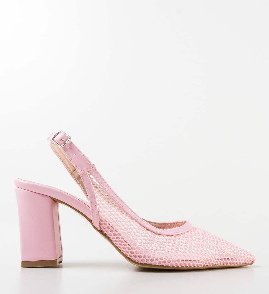 Pantofi Dama Caresy Roz cu Toc Eleganți - imagine 5