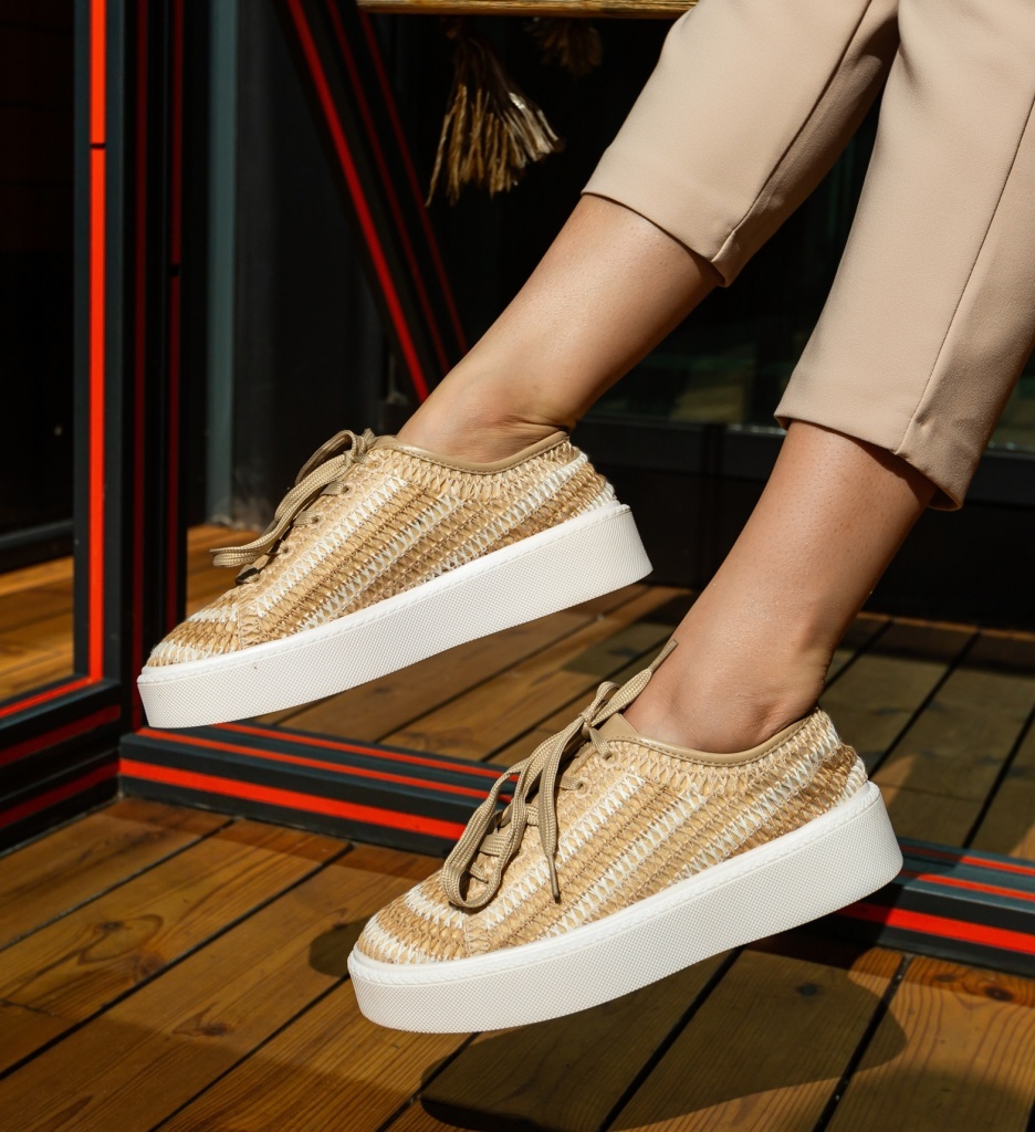 Sneakers Dama Bej Reinbou - Confort și Stil - imagine 4