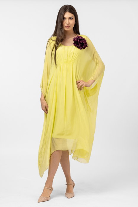 Rochie Galbenă Matase Shopika | Elegantă și Amplă