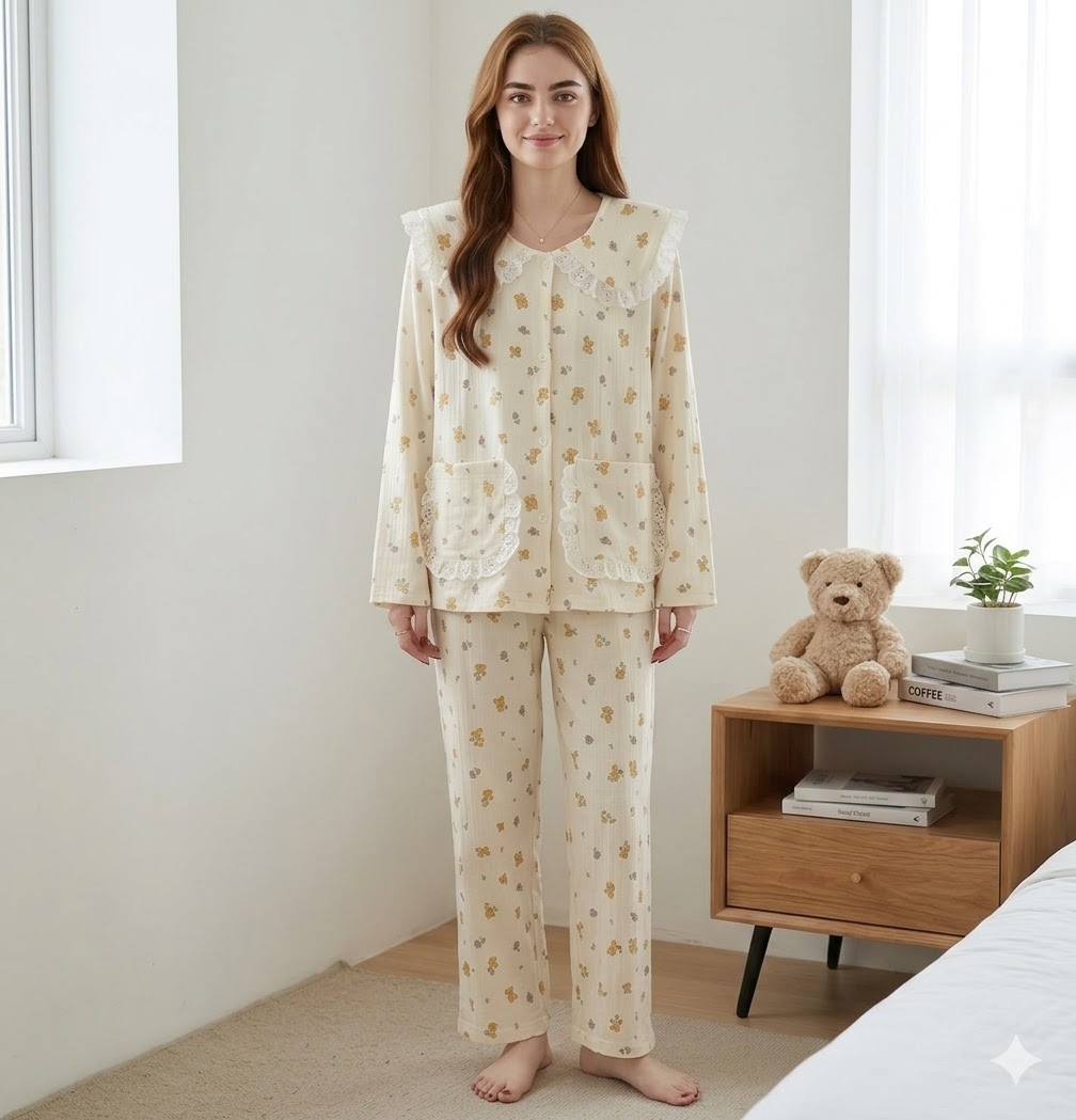 Pijama Dama 2 Bucati Delis Bej | Confort Garantat