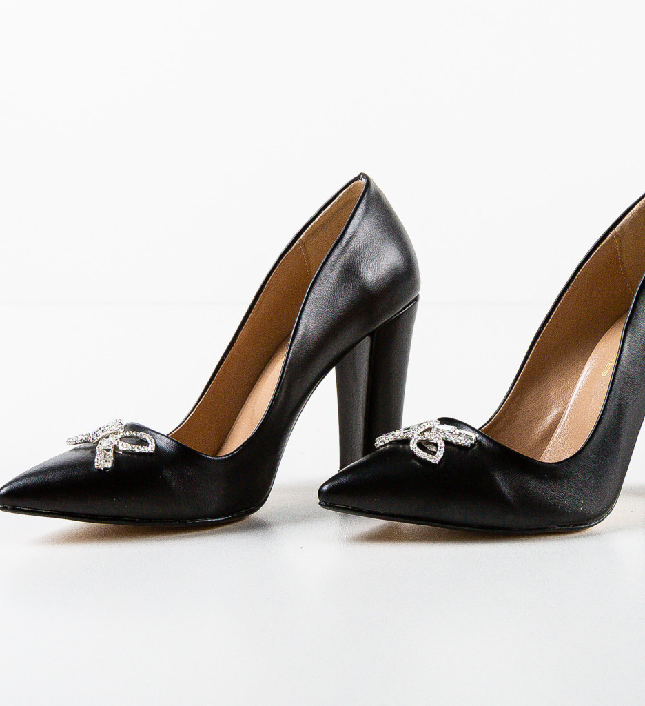 Pantofi Saxona Negri Eleganți cu Toc - imagine 5
