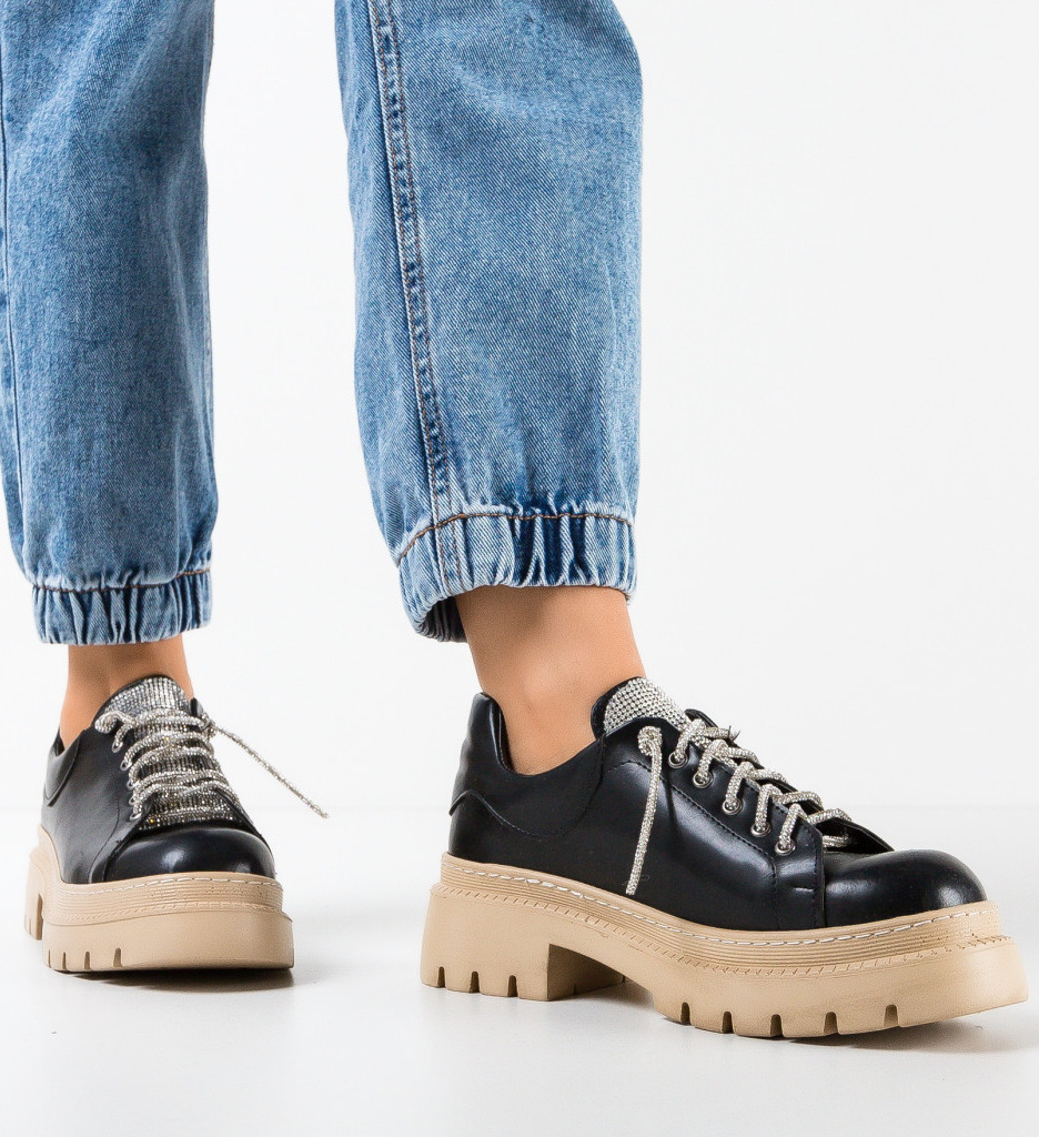 Pantofi Casual Dama Friday Negri Confortabili - imagine 2